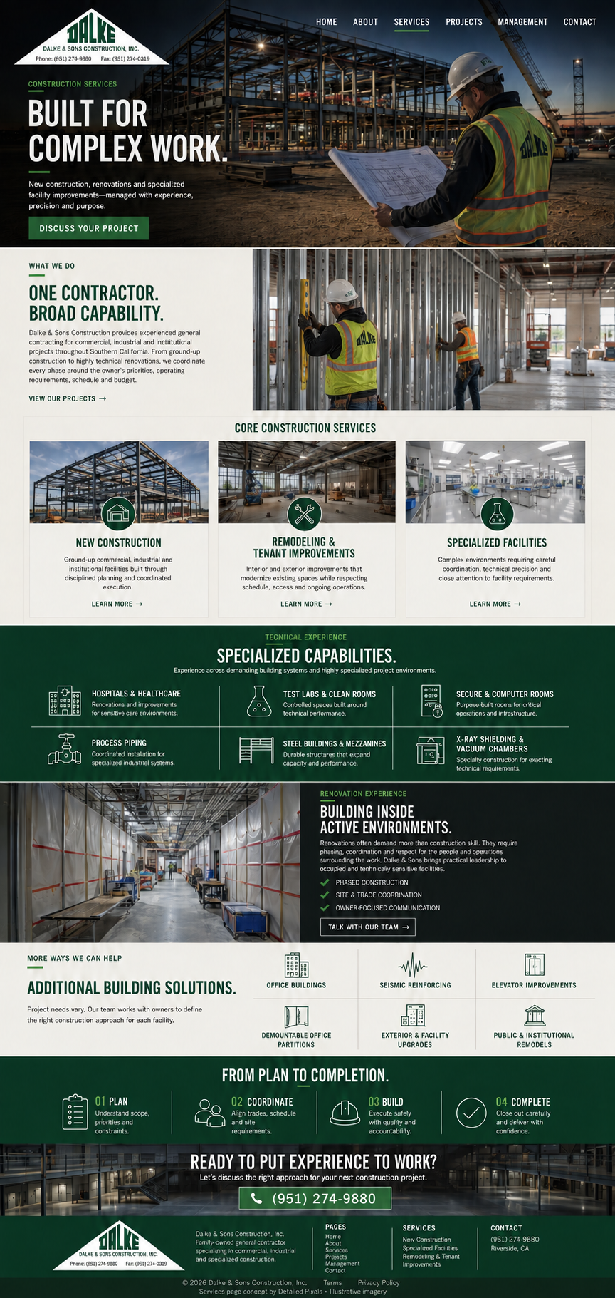 Illustrative interior construction with metal framing; not actual Dalke & Sons work or personnel